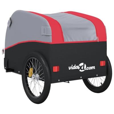 VidaXL Fietstrailer 45 kg ijzer zwart en rood - thumbnail