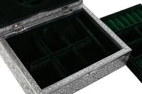 Doos-Juwelenkistje Home ESPRIT Groen Zilverkleurig Hout Aluminium 22,5 x 17,5 x 7,6 cm - thumbnail