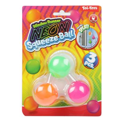 Toi-Toys raamkruiper knijpballen neon, 3st.