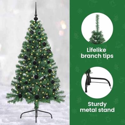VidaXL Kunstmatig voorverlicht kerstboom met 150 led groen 150 cm pvc