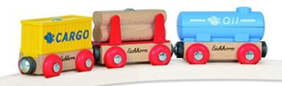 Jonotoys Eichhorn 3 houten wagons met magneten