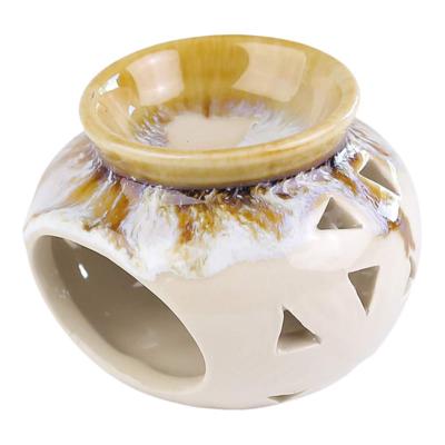 Keramische Oliebrander in Beige/Bruin, Sawahasa, 220 gram Keramische Oliebrander in Beige/Bruin, Sawahasa, 220 gram