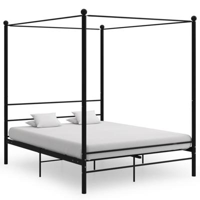 Hemelbedframe metaal zwart 160x200 cm