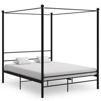 Hemelbedframe metaal zwart 160x200 cm - thumbnail