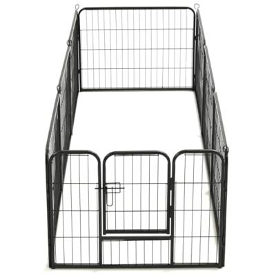 Hondenren met 8 panelen 80x60 cm staal zwart - thumbnail