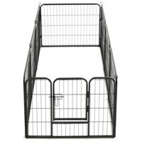 Hondenren met 8 panelen 80x60 cm staal zwart - thumbnail