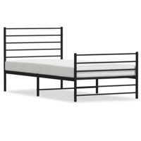 Bedframe met hoofd- en voeteneinde metaal zwart 100x200 cm - thumbnail