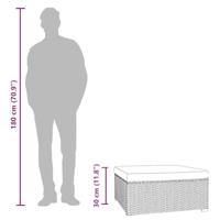 Tuinvoetenbank met kussen 70x70x30 cm poly rattan bruin - thumbnail