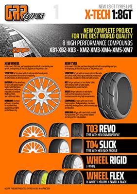 GRP GT T03 REVO - XM7 Medium hard - Mounted on New Flex Black Wheel - 1 Pair