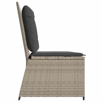 Tuinbankje verstelbaar met kussens poly rattan lichtgrijs