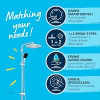 Douchekolom met handmatige omstelling - Waterbesparend - GROHE Vitalio Comfort 250 - Chroom - 26986001 - thumbnail