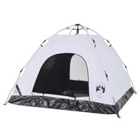 VidaXL Tent 3-persoons snelontgrendeling verduisterende stof wit - thumbnail
