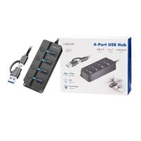 LogiLink UA0419 USB 3.2 Gen 1-hub Zwart - thumbnail