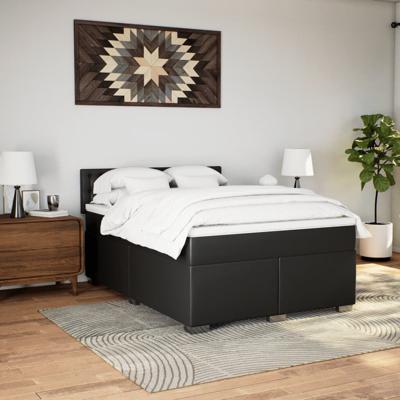 Boxspring met matras kunstleer zwart 140x190 cm - thumbnail