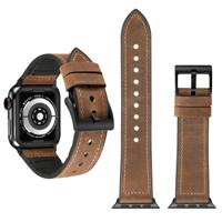 Crazy Horse textuur TPU + roestvrijstaal horloge band voor Apple horloge serie 4 44mm (bruin) - thumbnail