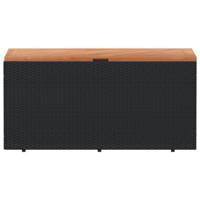 Tuinbox 110x50x54 cm poly rattan en acaciahout zwart - thumbnail