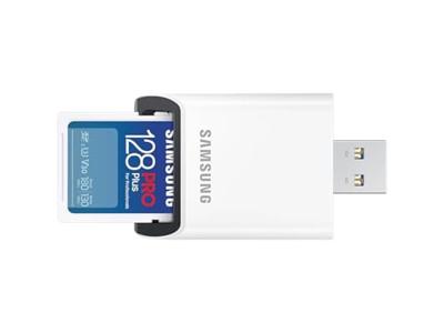 Samsung Pro Plus SD Card 128GB + Kaartlezer SD-Kaart Wit