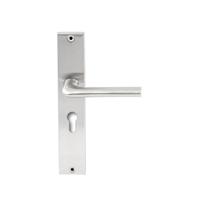 Hardbrass Deurkruk Samos op rechthoekig langschild profielcilindergat 55mm - RVS - thumbnail