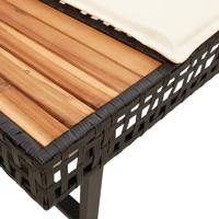 2-delige Loungeset met kussens poly rattan en glas zwart - thumbnail