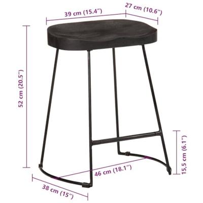 Barkrukken 2 st zwart 46x38x52 cm massief mangohout Barkrukken 2 st zwart 46x38x52 cm massief mangohout