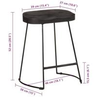 Barkrukken 2 st zwart 46x38x52 cm massief mangohout - thumbnail