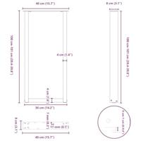 Bartafelpoten 2 st U-vormig 40x(100-101) cm staal wit - thumbnail