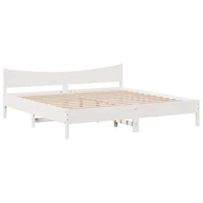 Bedframe met hoofdbord massief grenenhout wit 200x200 cm