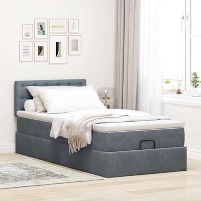 Ottoman bed met matras 100x200 cm fluweel donkergrijs