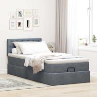 Ottoman bed met matras 100x200 cm fluweel donkergrijs - thumbnail