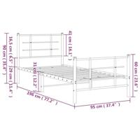 Bedframe met hoofd- en voeteneinde metaal wit 90x190 cm - thumbnail