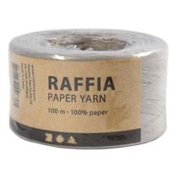 Creativ Company Papier raffia garen, b: 7-8 mm, lichtgrijs, 100 m/ 1 rol - thumbnail