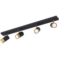 LED Plafondspot - Brinton Tronta - GU10 Fitting - 4-lichts - Kantelbaar - Rond/Rechthoek - Zwart/Goud - thumbnail