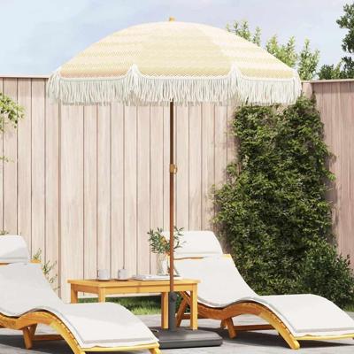 VidaXL Strandparasol geel en wit 160 x 160 x 196 cm polyester en staal