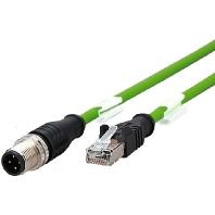 Metz Connect 142M4D15010 M12 Netwerkkabel, patchkabel CAT 5e S/UTP 1.00 m Groen PUR-mantel, Zuurbestendig, Ozonbestendig, UV-bestendig, Geschikt voor - thumbnail
