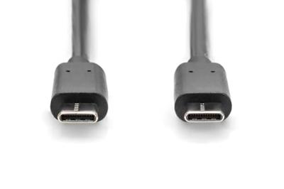 Digitus USB-kabel USB 2.0 USB-C stekker, USB-C stekker 1.80 m Zwart Rond, Stekker past op beide manieren, Afgeschermd (dubbel) DB-300138-018-S