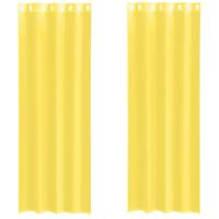 Gordijnen voile met doorvoertules 2 st geel - thumbnail