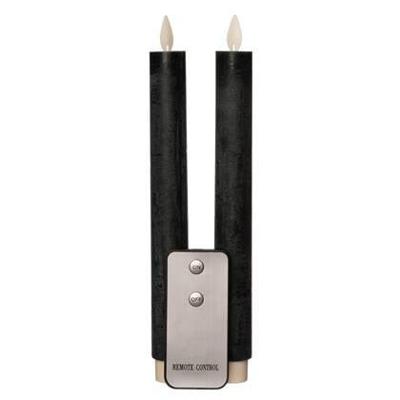 2Pcs Antiek Groen Rustiek Wax Diner Kaars 23Cm Bew. Vlam Met Afstands Bediening 2Xaa Anna's Collection - Annas collection