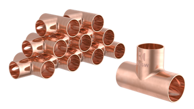 Kirchhoff Koperen T-stuk, blank, 22 mm, 3 sockets, (5130) (10x) - 989049655