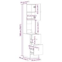 Keukenkast 35x50x180 cm bewerkt hout bruin eikenkleurig - thumbnail