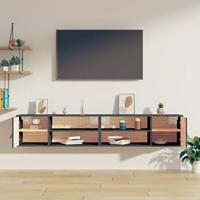 Wandkasten 2 st 80x30x30 cm massief grenenhout grijs - thumbnail