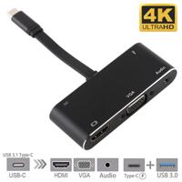 V126 UCB-C/type-C male naar PD + HDMI + VGA + audio + USB 3 0 Female 5 in 1 Converter - thumbnail