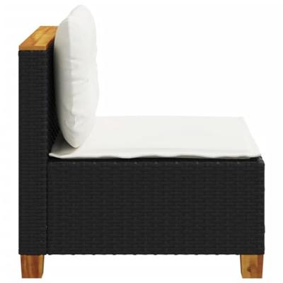 Tuinbank zonder armleuning met kussens poly rattan zwart