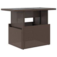 Tuintafel met glazen blad 100x55x73 cm poly rattan bruin - thumbnail