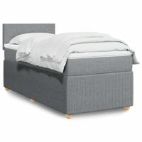Boxspring met matras stof lichtgrijs 80x200 cm - thumbnail