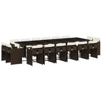 17-delige Tuinset met kussens poly rattan bruin - thumbnail