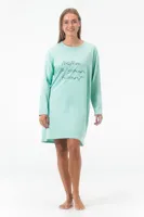 Gaubert dames nachthemd lange mouw - Katoen - Goedkope dames nachtkleding - S - Groen - S - thumbnail