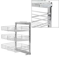 VidaXL Draadmand keuken uittrekbaar 3-laags 47x35x56 cm zilverkleurig - thumbnail