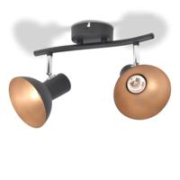 VidaXL Plafondlamp voor 2 peertjes e27 zwart en goudkleurig - thumbnail