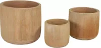 Mega Collections Bloempot Whitewash Terracotta - Ø37 x H36 cm - Met Verticale Ribbelstructuur - thumbnail