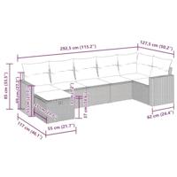 7-delige Loungeset met kussens poly rattan beige - thumbnail
